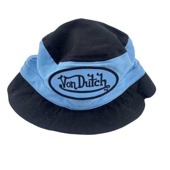 Von Dutch Kids Colorblock Bucket Hat – Blue & Black, One Size - Picture 1 of 6